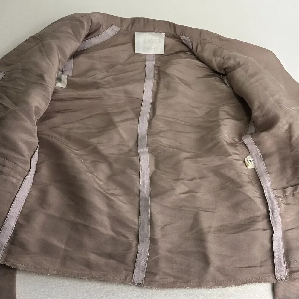 lanvin paris raw hem light pink 100% silk blazer coat size 36 - Picture 5 of 16